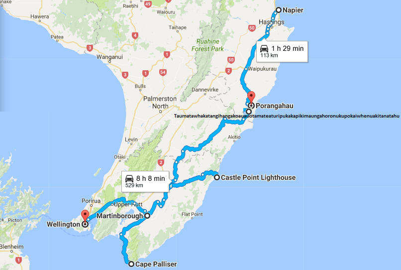 itinéraire napier welly
