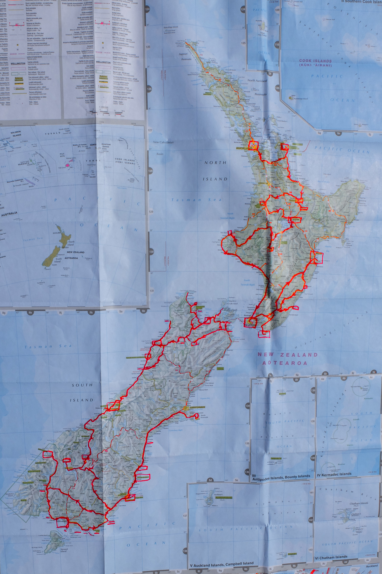 carte NZ itinéraire parcouru avant mars