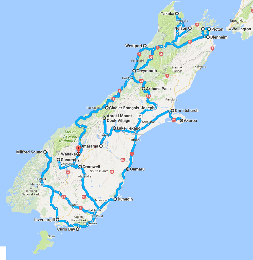 itinéraire south island