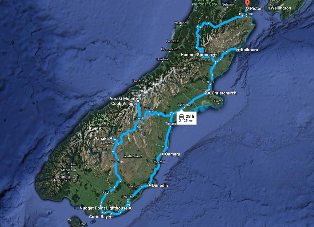 itinéraire ile sud hiver